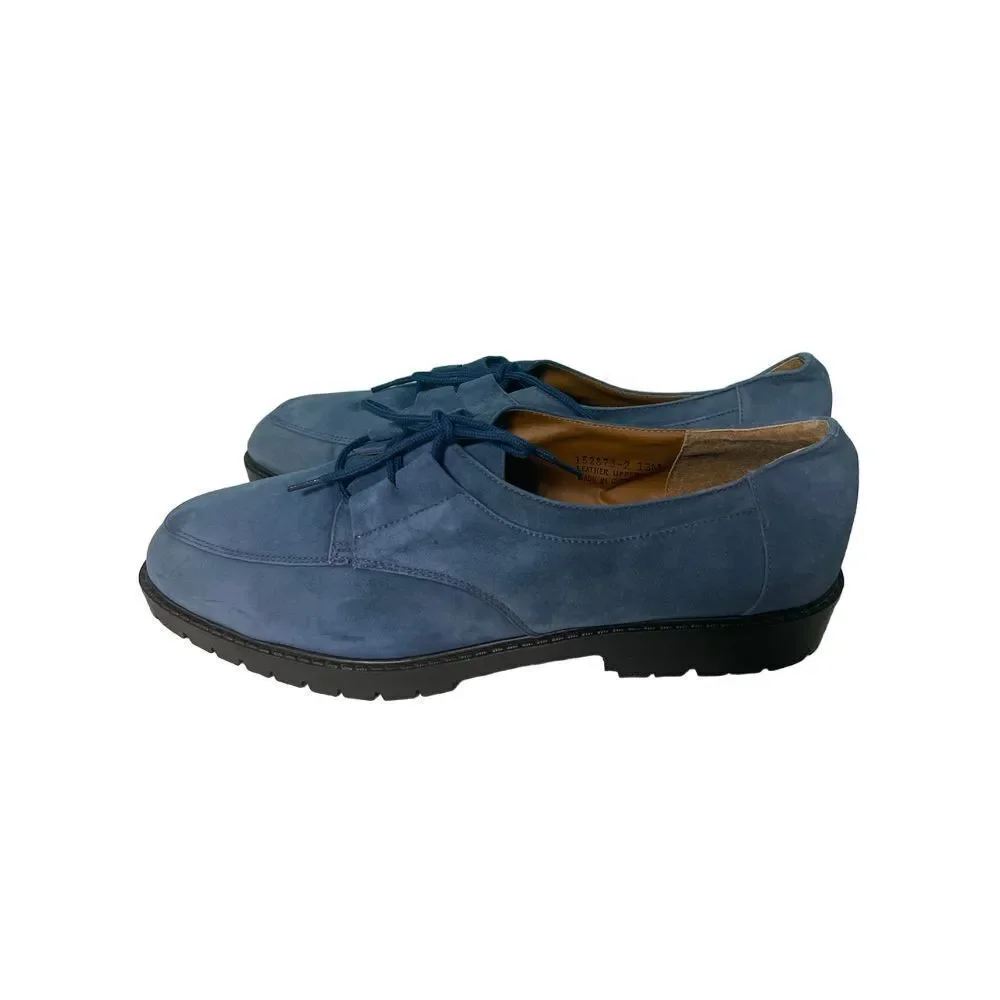 Stylish Blue Suede Oxford‎ Shoes Casual Comfort Lace-up Flats size 13 S-50